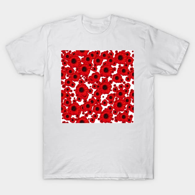 Poppies white background T-Shirt by Colin-Bentham